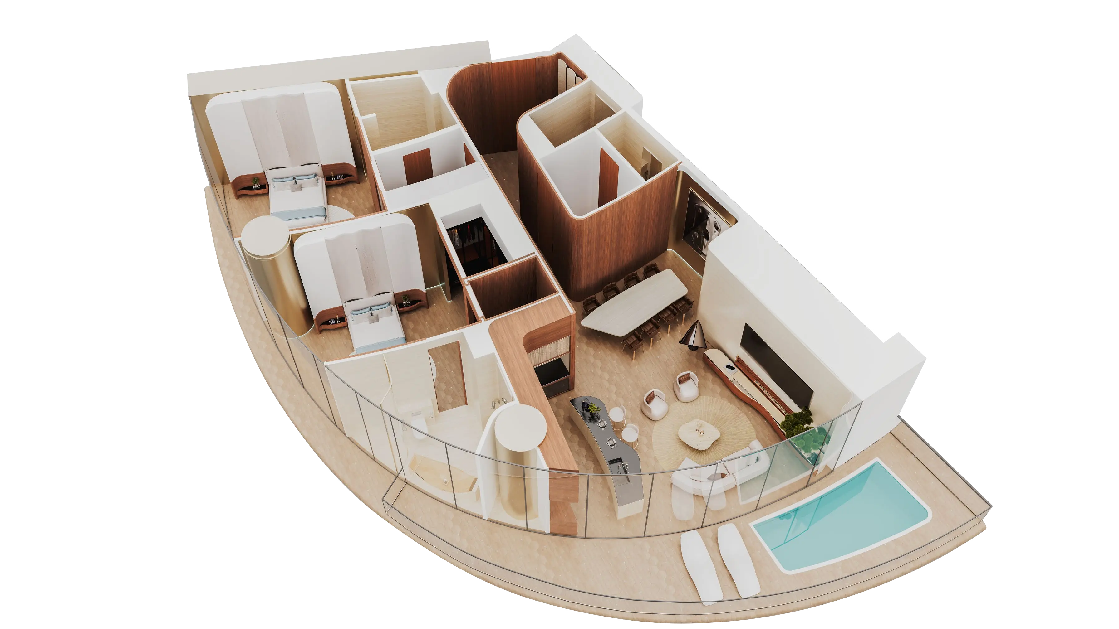 2 BHK - Pagoda Suite Type 1 - 1837 Sq. ft.